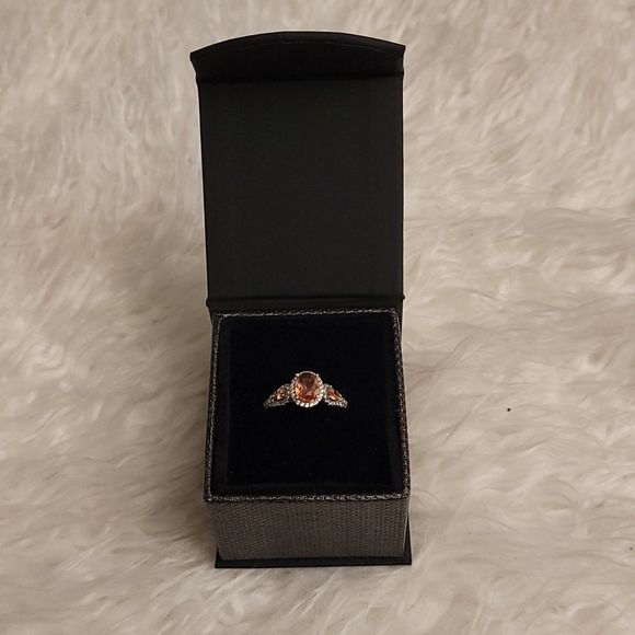 3 Pink Oval Sapphire Ring, 925 Silver, 8 - Picture 2 of 5